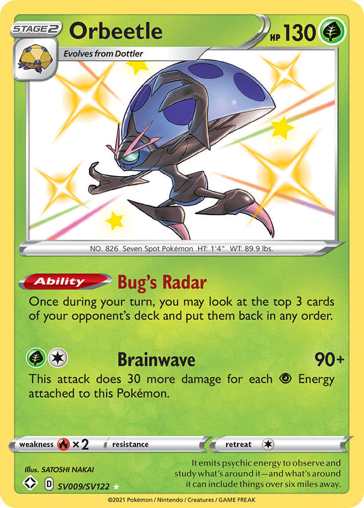 Orbeetle SV9/SV122 SWSH Shining Fates Holo Shiny Rare Pokemon Card NEAR
