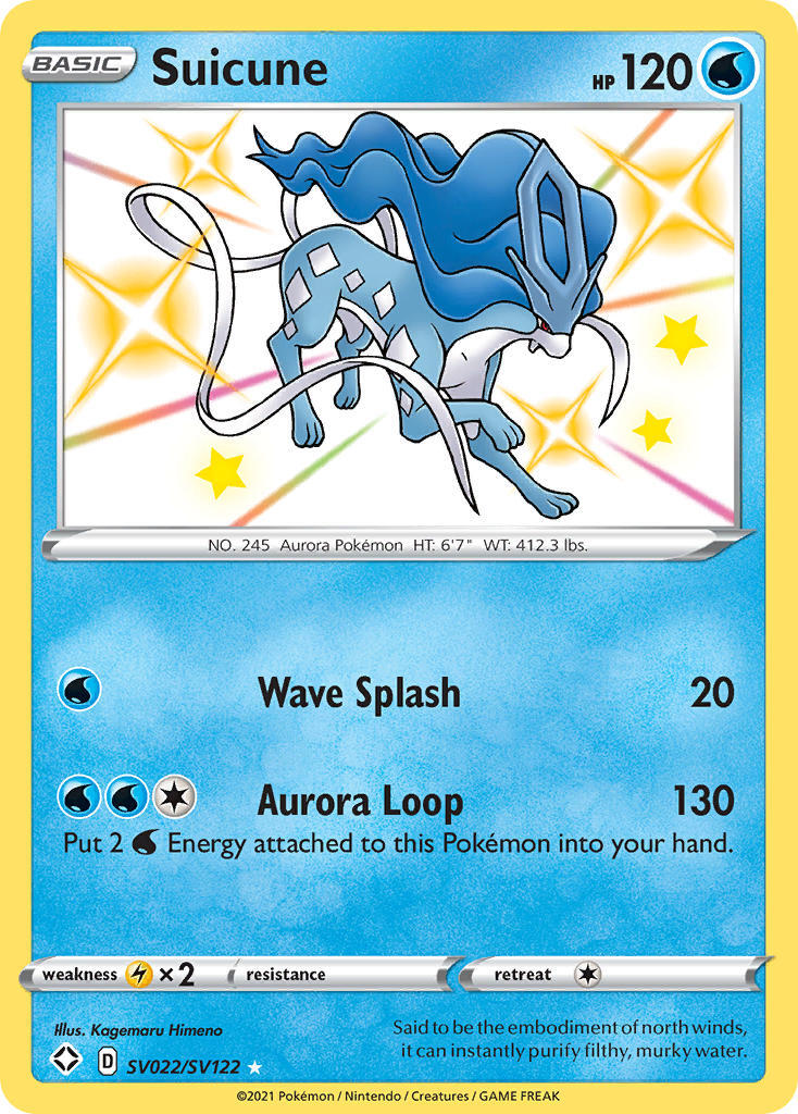 Suicune SV22/SV122 SWSH Shining Fates Holo Shiny Rare Pokemon Card NEAR