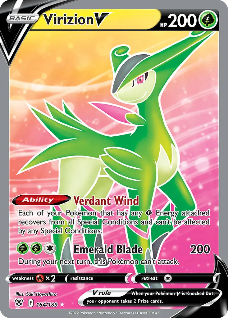 Virizion V 164/189 SWSH Astral Radiance Full Art Holo Ultra Rare Pokemon  Card NEAR MINT TCG