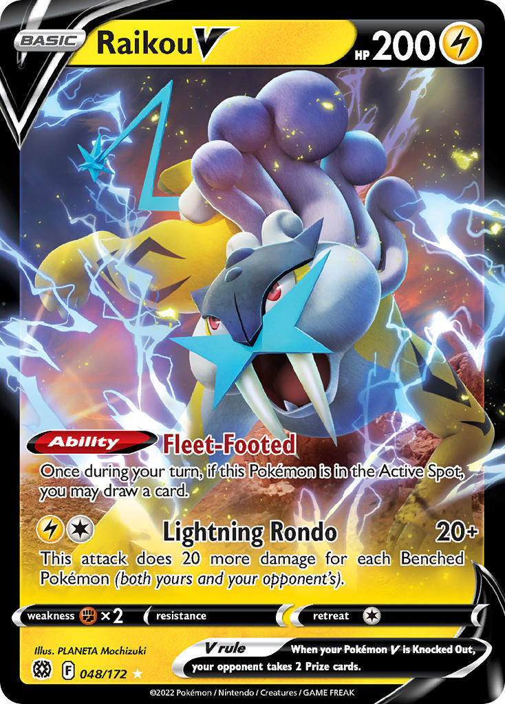Raikou V 48/172 SWSH Brilliant Stars Holo Ultra Rare Pokemon Card NEAR