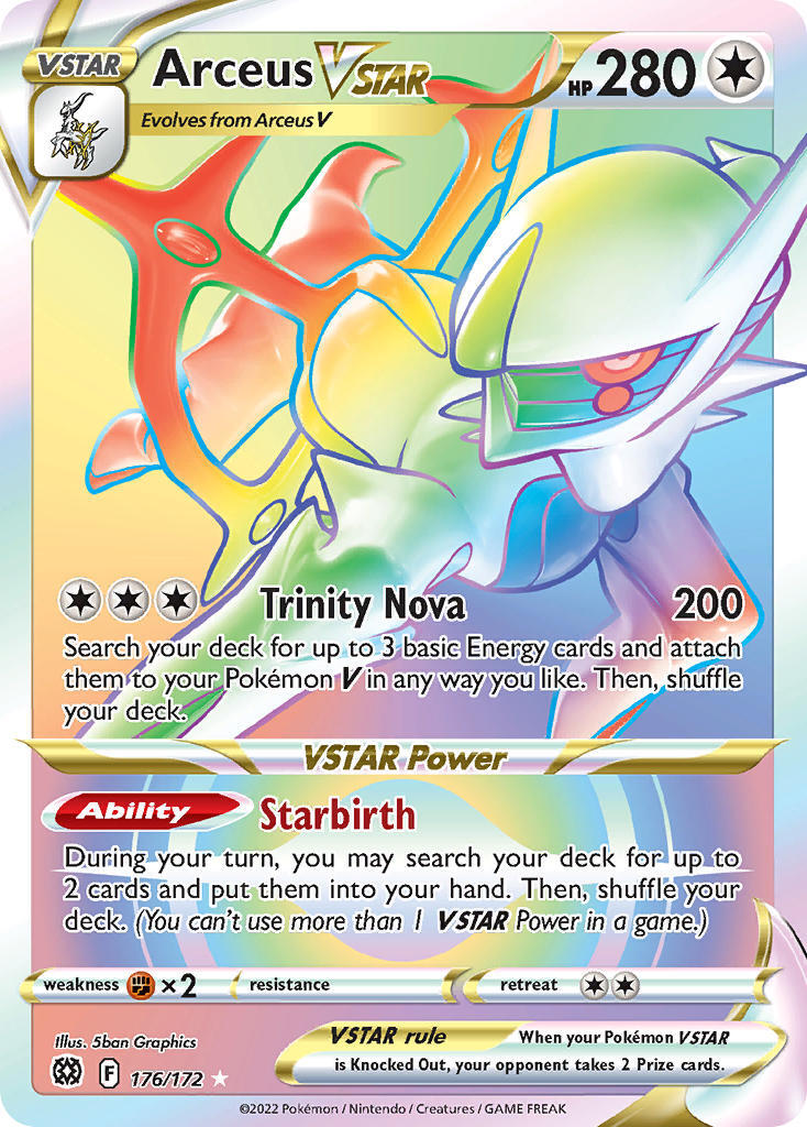 Arceus VSTAR 176/172 SWSH Brilliant Stars Full Art Holo Hyper Rainbow