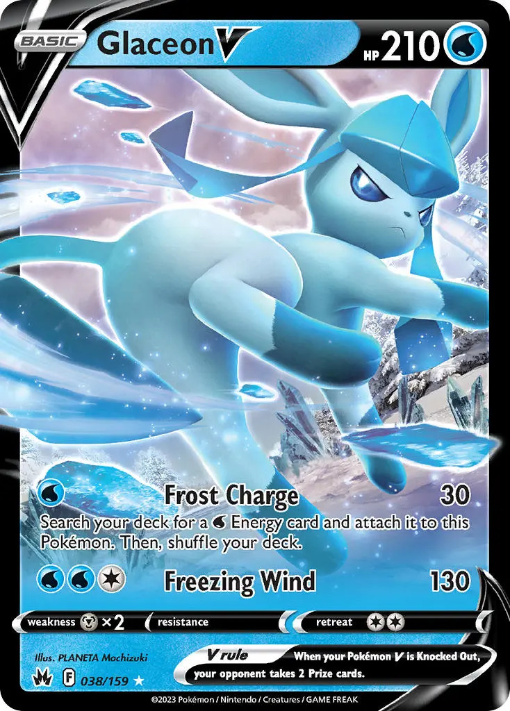 Glaceon V 038/159 SWSH Crown Zenith Holo Ultra Rare Pokemon Card NEAR MINT  TCG