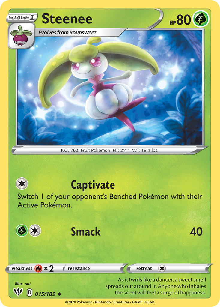 Steenee 15/189 SWSH Darkness Ablaze Uncommon Pokemon Card NEAR MINT TCG