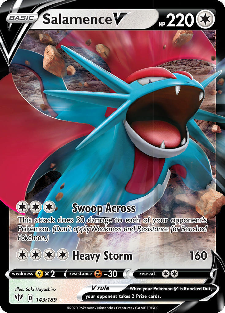 Salamence V 143/189 SWSH Darkness Ablaze Holo Ultra Rare Pokemon Card NEAR  MINT TCG