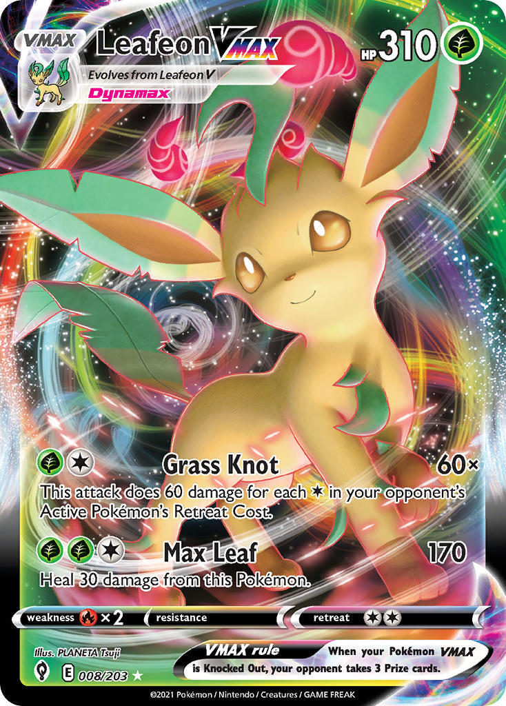Leafeon VMAX 8/203 SWSH Evolving Skies Full Art Holo Ultra Rare Pokemon