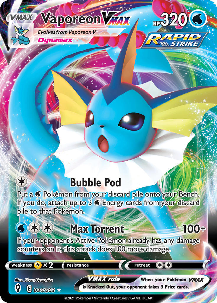 Vaporeon VMAX 30/203 SWSH Evolving Skies Full Art Holo Ultra Rare
