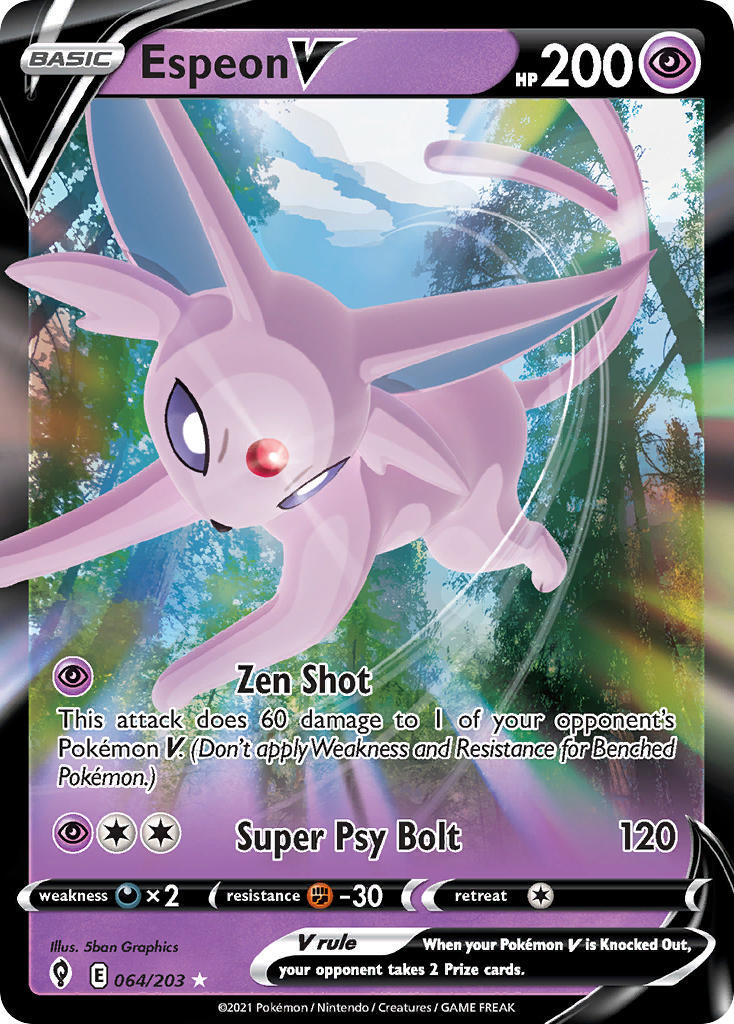 Espeon V 64/203 SWSH Evolving Skies Holo Ultra Rare Pokemon Card NEAR