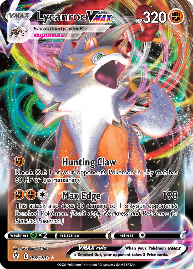 Lycanroc VMAX 92/203 SWSH Evolving Skies Full Art Holo Ultra Rare