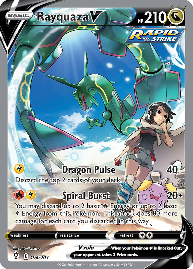 Rayquaza V 194/203 SWSH Evolving Skies Full Art Holo Ultra Rare Pokemon