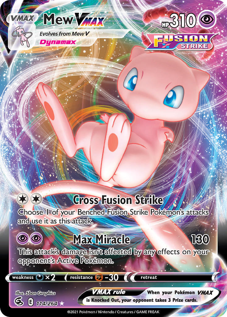 Mew VMAX 114/264 SWSH Fusion Strike Full Art Holo Ultra Rare Pokemon