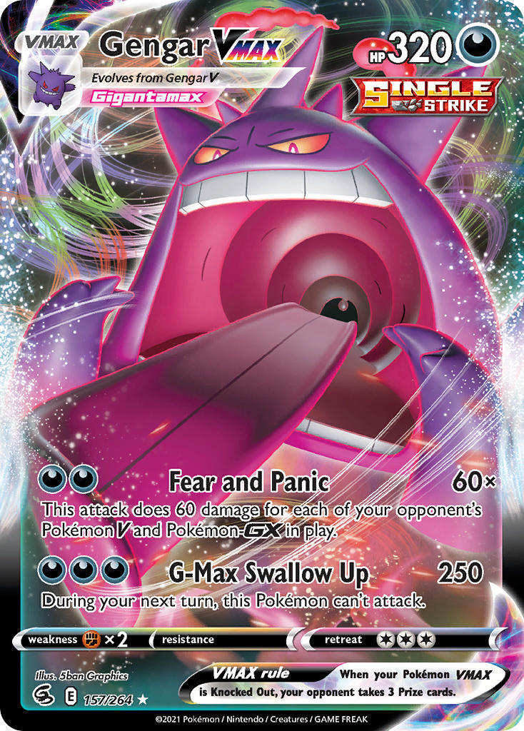 Gengar VMAX 157/264 SWSH Fusion Strike Full Art Holo Ultra Rare Pokemon