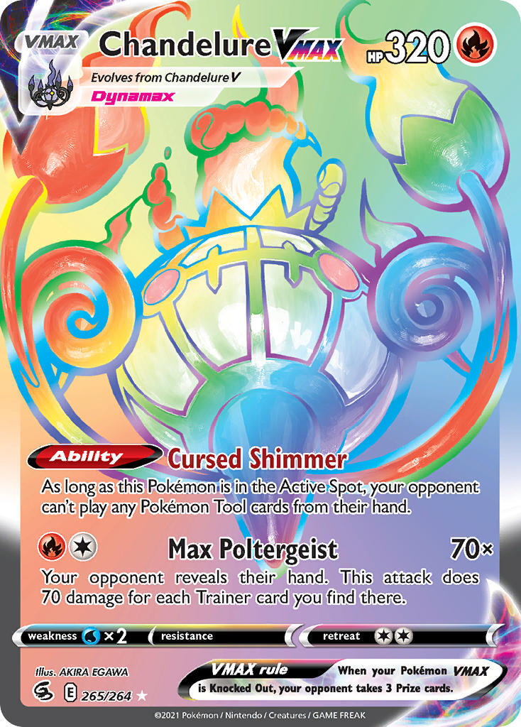 Chandelure VMAX 265/264 SWSH Fusion Strike Full Art Holo Hyper Rainbow