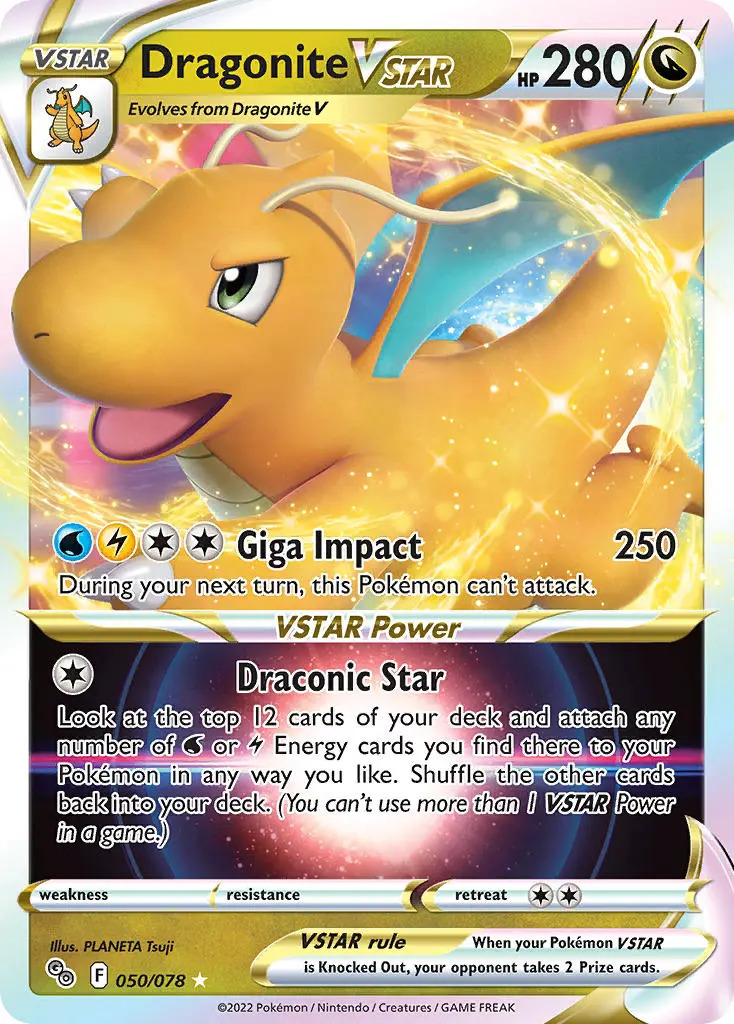 Dragonite VSTAR 50/78 SWSH Pokemon Go Holo Ultra Rare Pokemon Card NEAR