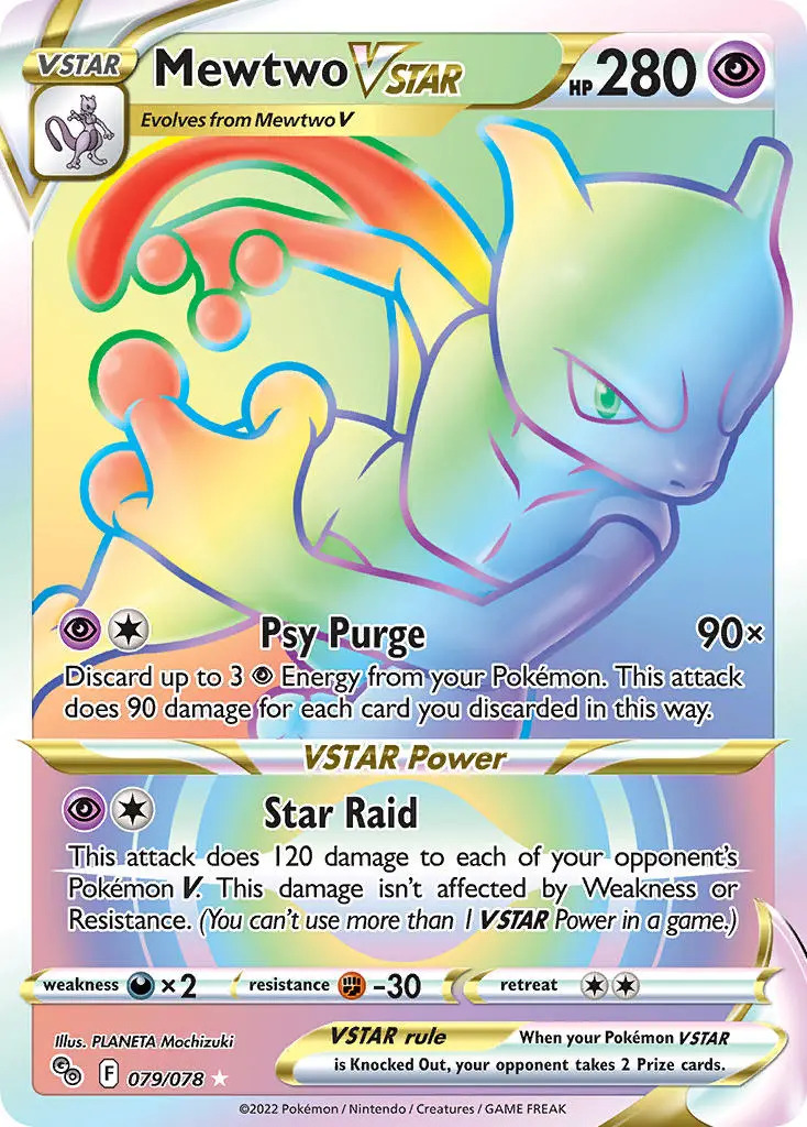 Mewtwo VSTAR 79/78 SWSH Pokemon Go Holo Full Art Hyper Rainbow Rare