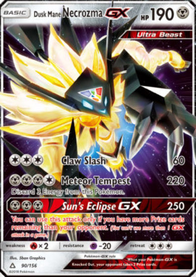 Pokemon Karte Abendmähne Necrozma GX 90//156 HoloDE NM