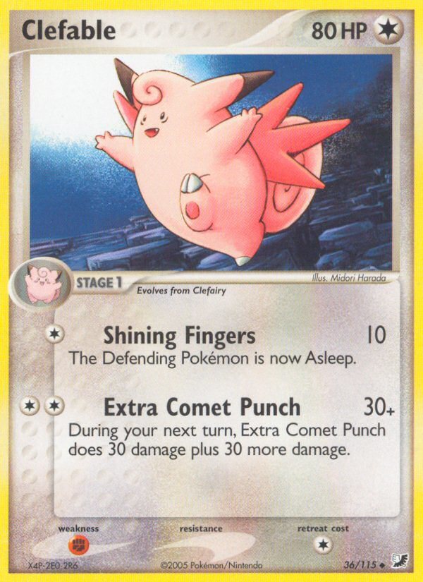 Clefable 36/115 EX Unseen Forces Uncommon Pokemon Card ...