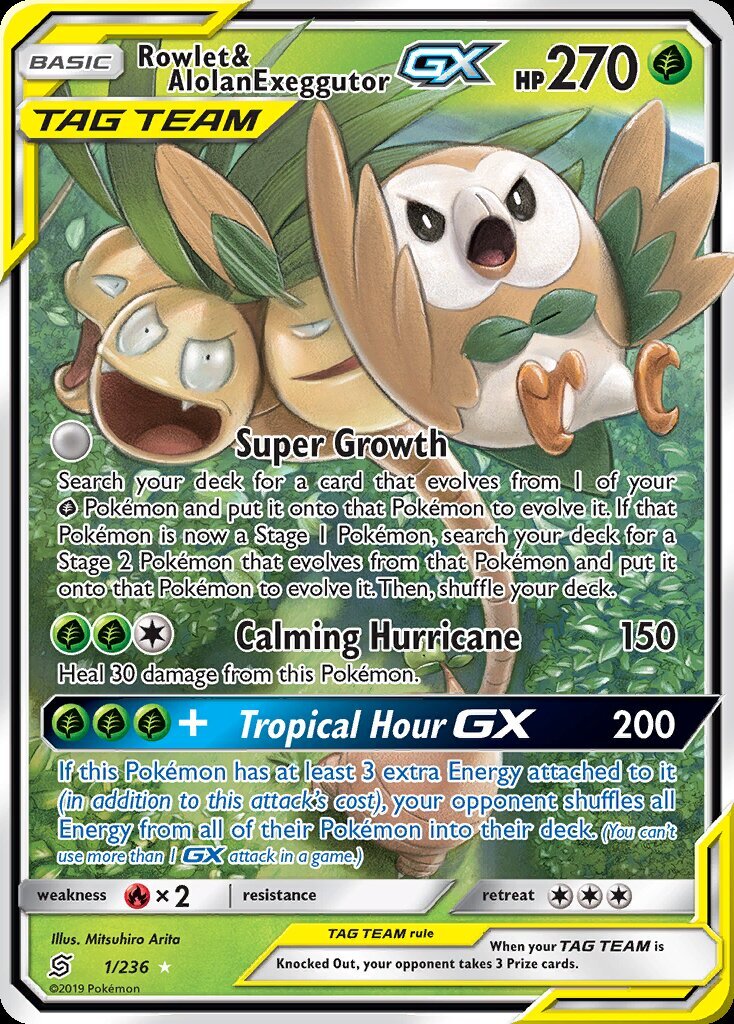 Rowlet Alolan Exeggutor GX 1 236 SM Unified Minds Holo Ultra Rare 
