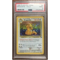 PSA 9 MINT Fossil Dragonite 4/62 Holo Pokemon Card