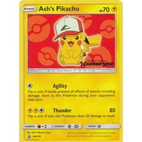 Ash's Pikachu SM109 Black Star Promo Pokemon Card NEAR MINT TCG