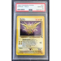 1999 Pokemon Fossil 15 Zapdos-Holo PSA 10 GEM MINT