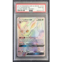 2018 Pokemon Sun & Moon Ultra Prism 157 Full Art Leafeon GX Hyper Rare PSA 10 GEM MINT