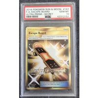 2018 Pokemon Sun & Moon Ultra Prism 167 Full Art Escape Board Secret PSA 10 GEM MINT