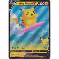 Surfing Pikachu V 8/25 SWSH Celebrations Holo Ultra Rare Pokemon Card NEAR MINT TCG