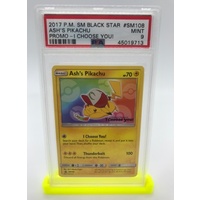 PSA 9 Ash's Pikachu I Choose You! 2017 Pokemon SM Black Star Promo SM108