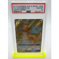 PSA 10 Dragonite GX 2019 Pokemon Sun & Moon Unified Minds 229 Full Art