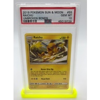 PSA 10 Raichu 2019 Pokemon Sun & Moon Unbroken Bonds 55