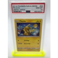 PSA 10 Pikachu 2019 Pokemon Sun & Moon Unified Minds 56