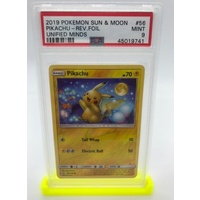 PSA 9 Pikachu Reverse Foil 2019 Pokemon Sun & Moon Unified Minds 56