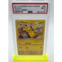 PSA 9 Pikachu 2019 Pokemon Sun & Moon Unified Minds 55