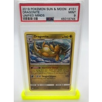 PSA 9 Dragonite 2019 Pokemon Sun & Moon Unified Minds 151