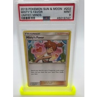 PSA 9 Misty's Favor 2019 Pokemon Sun & Moon Unified Minds 202