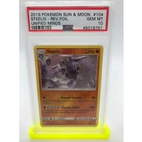 PSA 10 Steelix Reverse Foil 2019 Pokemon Sun & Moon Unified Minds 104