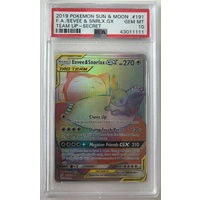 PSA 10 GEM MINT EEVEE SNORLAX GX HYPER RAINBOW RARE TEAM UP 191 POKEMON CARD