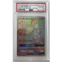 PSA 10 GEM MINT MR. MIME GX HYPER RAINBOW RARE CELESTIAL STORM 173 POKEMON CARD