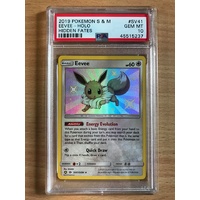 PSA GEM MINT 10 Eevee Holo 2019 Pokemon Sun & Moon Hidden Fates SV41