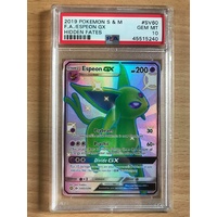 PSA GEM MINT 10 Espeon GX 2019 Pokemon Sun & Moon Hidden Fates SV60 Full Art