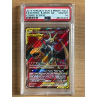 PSA GEM MINT 10 Charizard & Braixen GX 2019 Pokemon Sun & Moon Cosmic Eclipse 212 Full Art