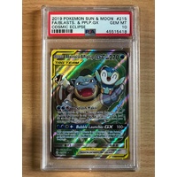 PSA GEM MINT 10 Blastoise & Piplup GX 2019 Pokemon Sun & Moon Cosmic Eclipse 215 Full Art