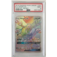 PSA 9 MINT HOOPA GX HYPER RAINBOW RARE 187 TEAM UP POKEMON CARD