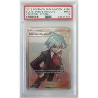 PSA 9 MINT STEVEN'S RESOLVE FULL ART 165 CELESTIAL STORM POKEMON CARD