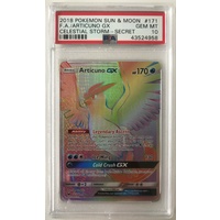 Full Art Articuno GX Secret PSA GEM MINT 10 2018 Pokemon Sun & Moon Celestial Storm 171