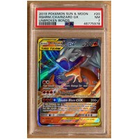 PSA 7 NEAR MINT 2019 Pokemon Sun & Moon Unbroken Bonds 20 Reshiram & Charizard GX