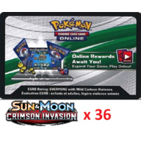 36 x Pokemon SM Crimson Invasion Code TCGO Cards TCG Codes SENT WITHIN 12 HOURS