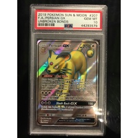 POKEMON CARD PSA 10 PERSIAN GX FULL ART UNBROKEN BONDS