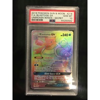POKEMON CARD PSA 10 BLASTOISE GX HYPER RARE 218 UNBROKEN BONDS
