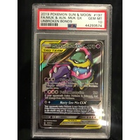 POKEMON CARD PSA 10 MUK ALOLAN MUK GX FULL ART 197 UNBROKEN BONDS